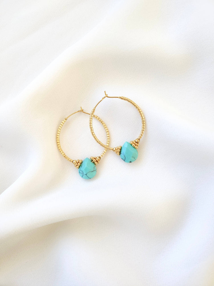 OLYMPE hoop earrings: Green Aventurine