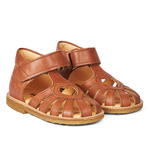 (0572-101) Starter heart sandal with velcro closure cognac