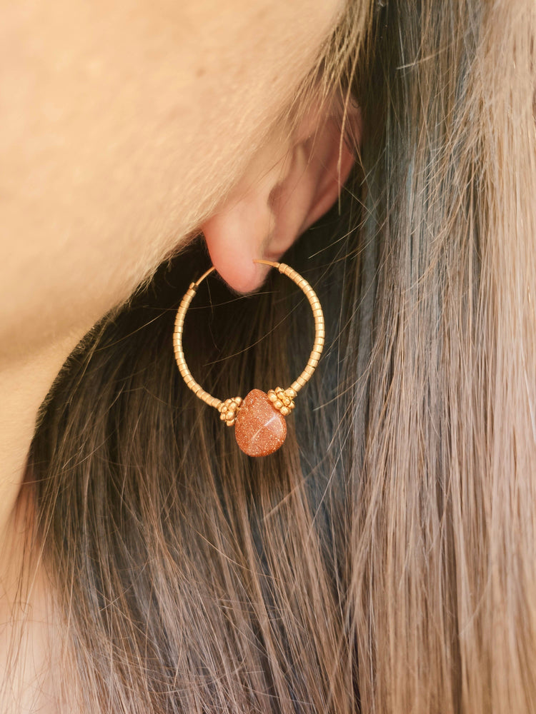 OLYMPE hoop earrings: Green Aventurine