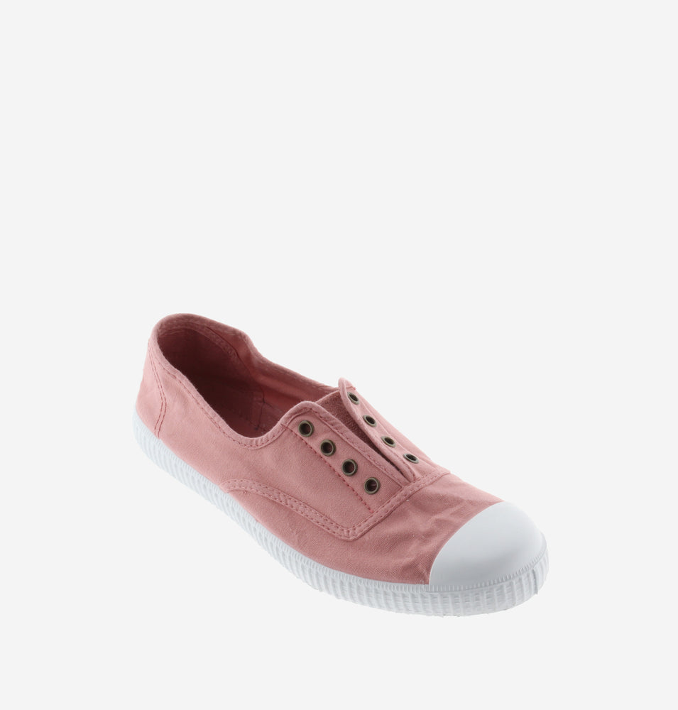 (106623) Women's canvas trainers with elastic - Nude