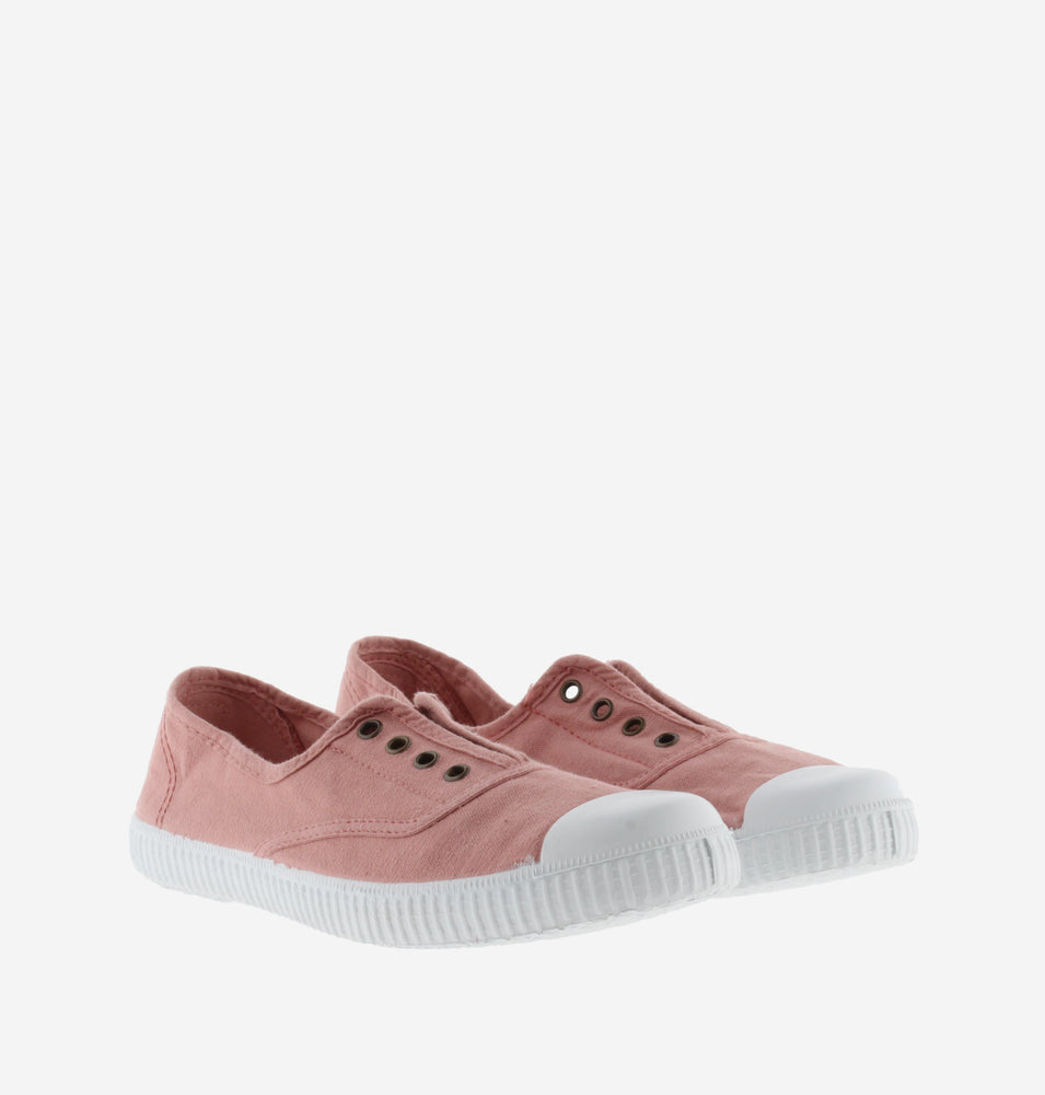 (106623) Women's canvas trainers with elastic - Nude