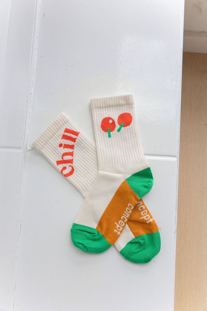 Socks off white with ping pong