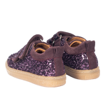 Sparkling glitter sneaker with suede trim - Aubergine