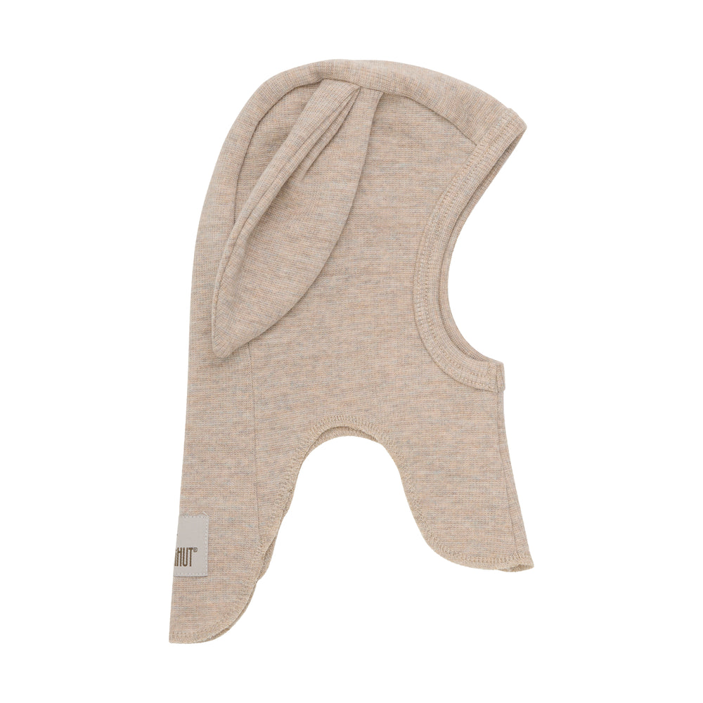 (460208) Balaclava Ears Wool Rib - Camel Melange