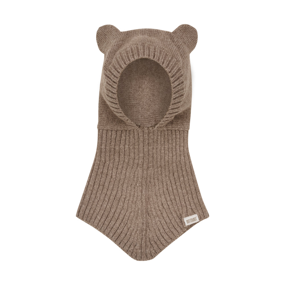 (460242) Balaclava Ears Wool Knit - Morel