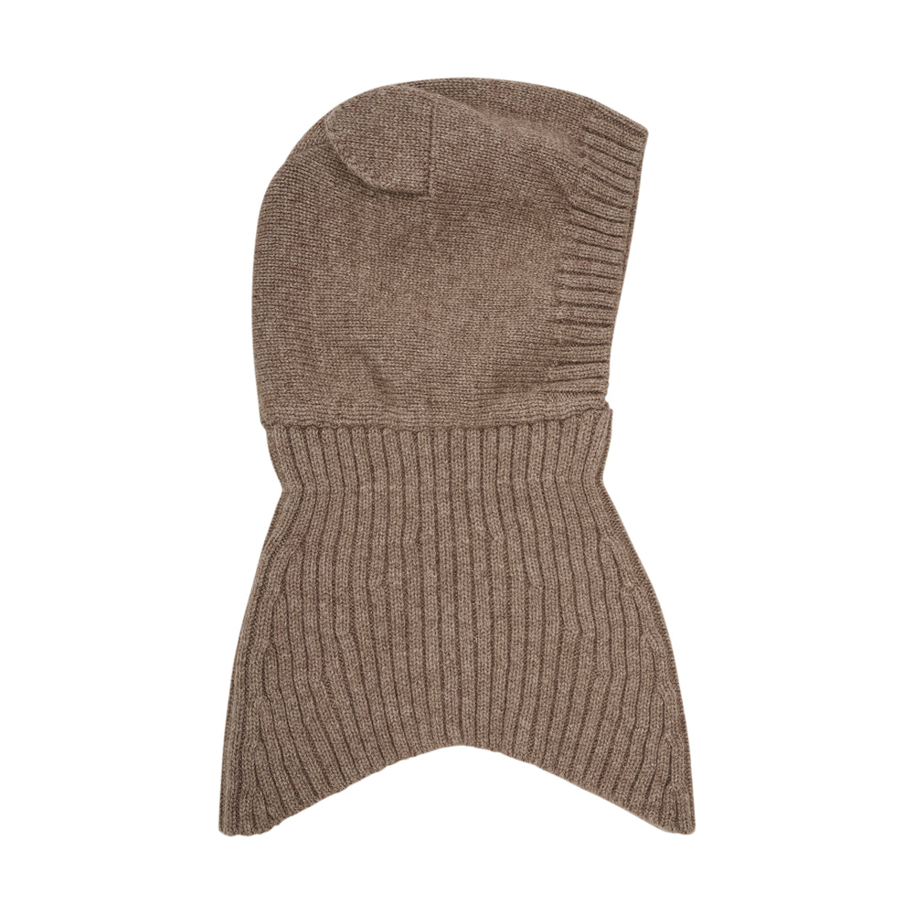 (460242) Balaclava Ears Wool Knit - Morel