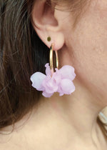 PEONY hoop earrings - Pale purple: 30 mm hoop earrings + petals