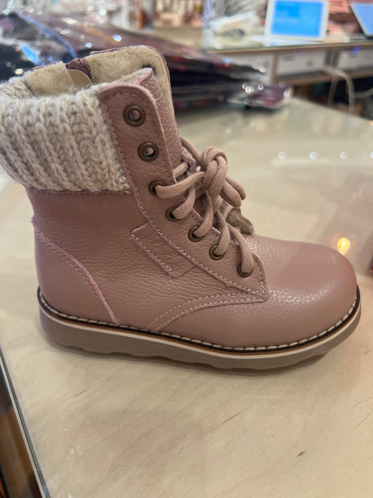 (EV2646B-1) Emel pink winter lace-up shoes