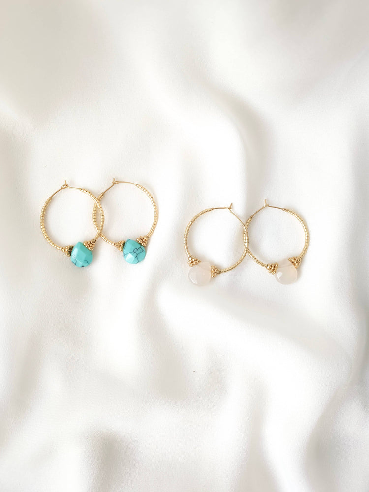 OLYMPE hoop earrings: Green Aventurine