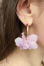 PEONY hoop earrings - Pale purple: 30 mm hoop earrings + petals