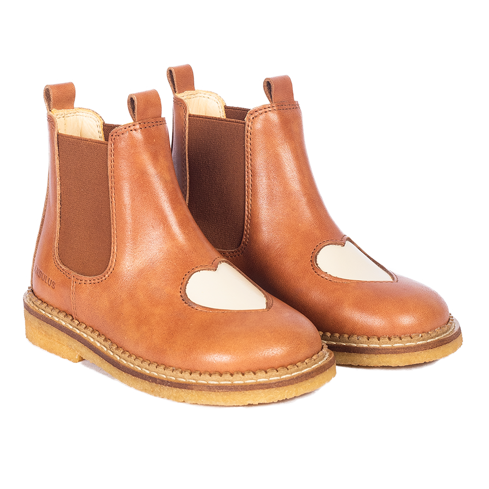 Chelsea boots with heart - Tan/Buttermilk/Cognac