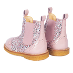 Chelsea boots  with brogue lace pattern - Mauve glitter