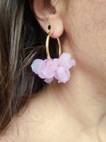 PEONY hoop earrings - Pale purple: 30 mm hoop earrings + petals