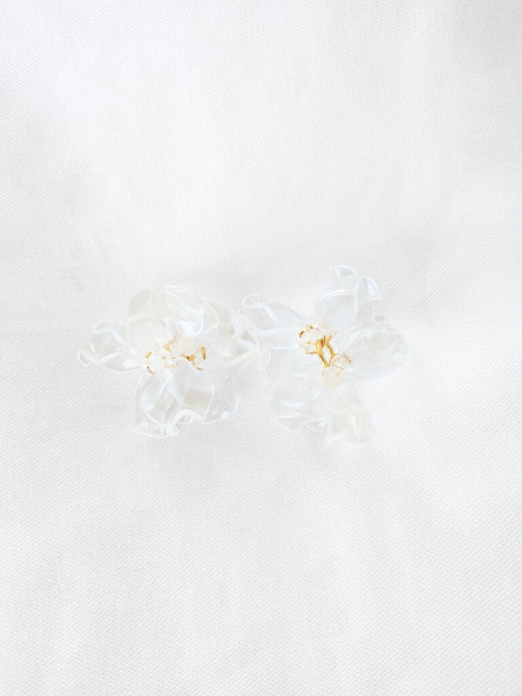 PEONY hoop earrings - Transparent: 30 mm hoop earrings + petals