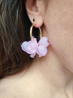 PEONY hoop earrings - Pale purple: 30 mm hoop earrings + petals