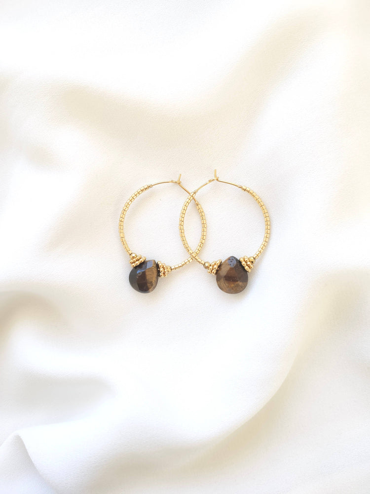 OLYMPE hoop earrings: Black agate