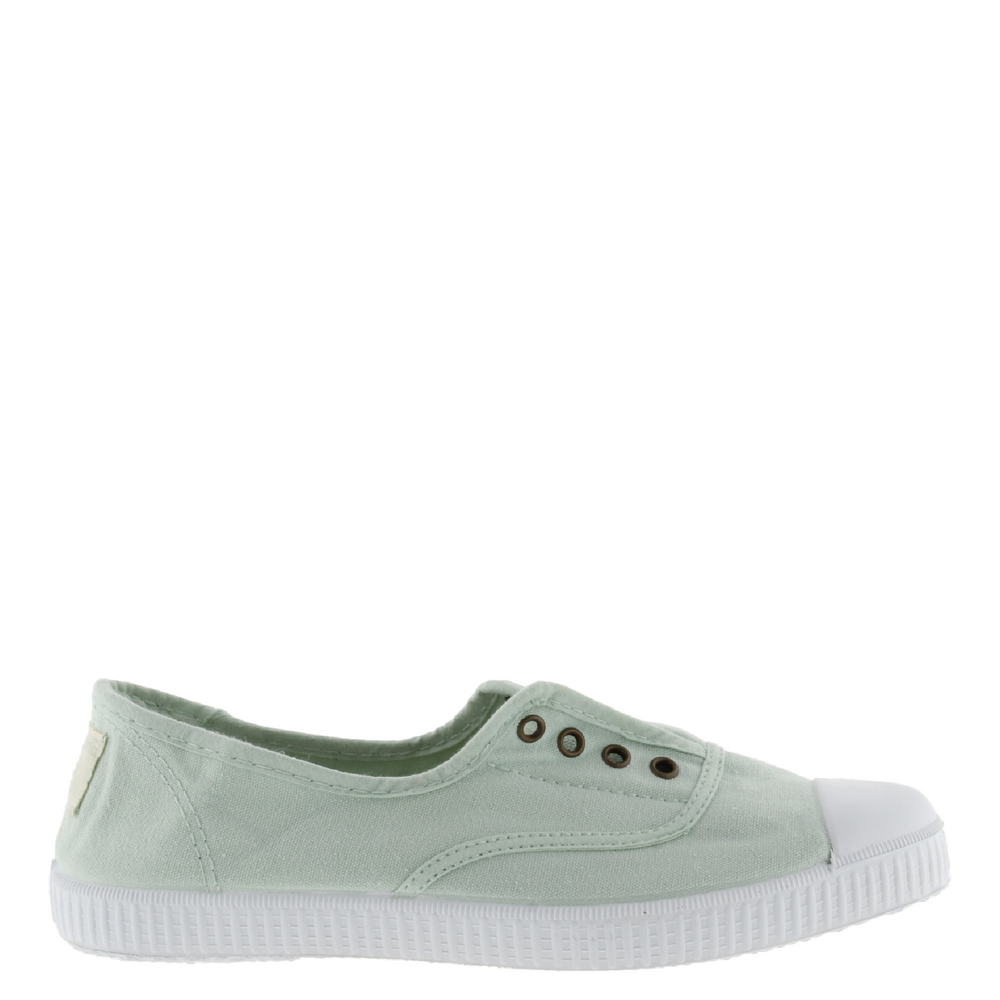 (106623) Women's canvas trainers with elastic - Melon