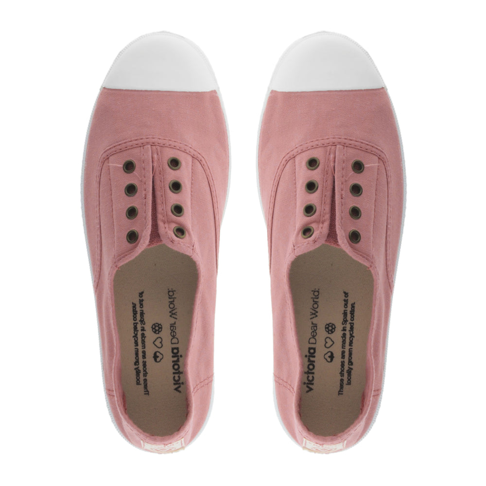 (106623) Women's canvas trainers with elastic - Nude