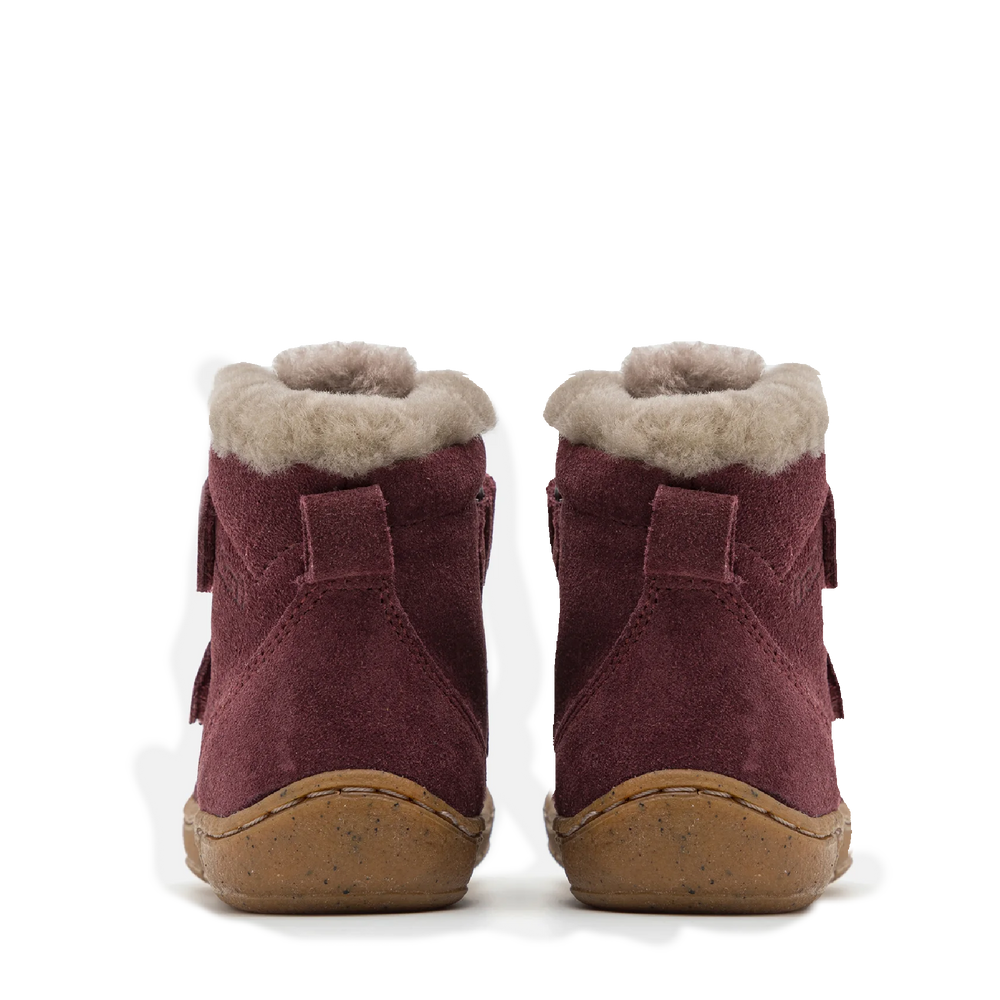 (G2110141-1 ) Children's Water-repellent Ankle Boots - MINNI SUEDE VELCRO Bordeux