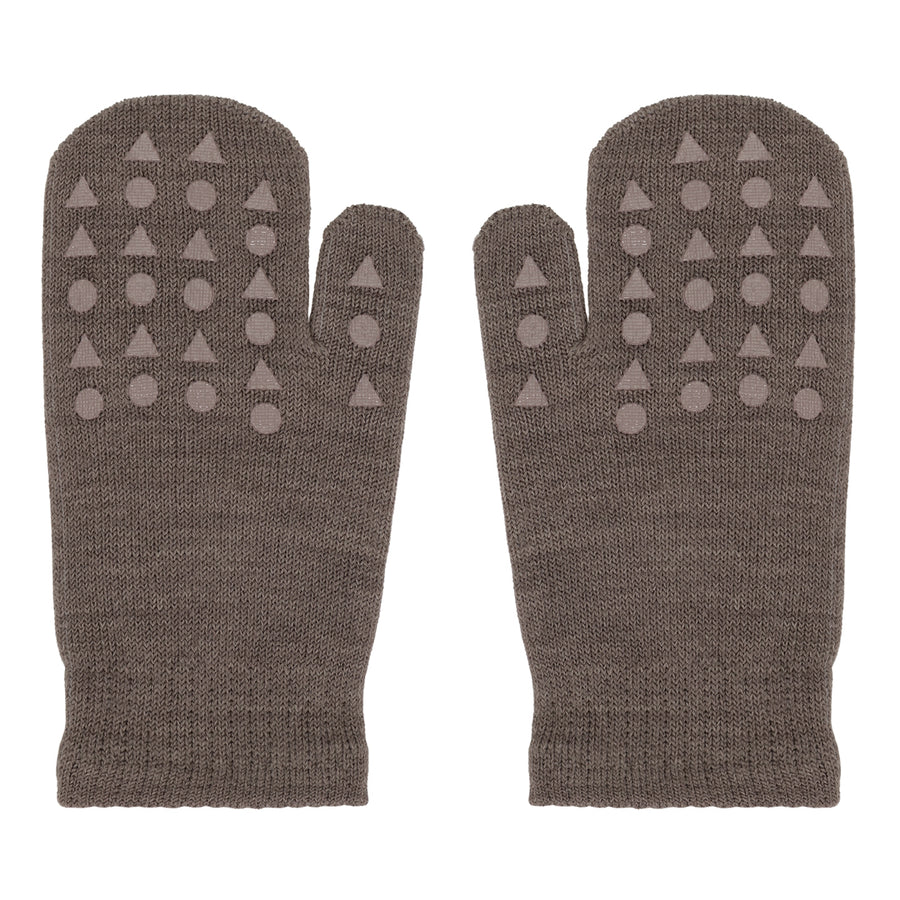 Mittens Merino Wool - Brown Melange