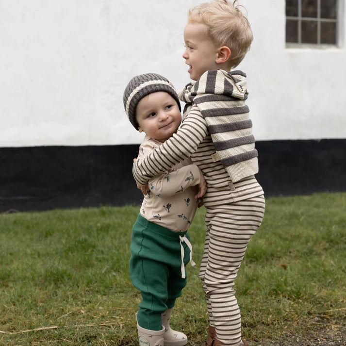 Legging Modal Striped, PP302 - Chocolate Brown / Dark Offwhite