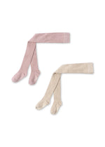 2 PACK RIB GLITTER TIGHTS - rose/off white