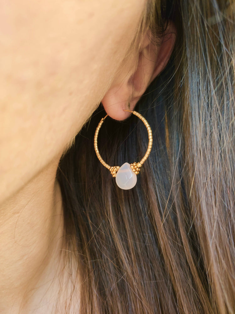 OLYMPE hoop earrings: White quartz