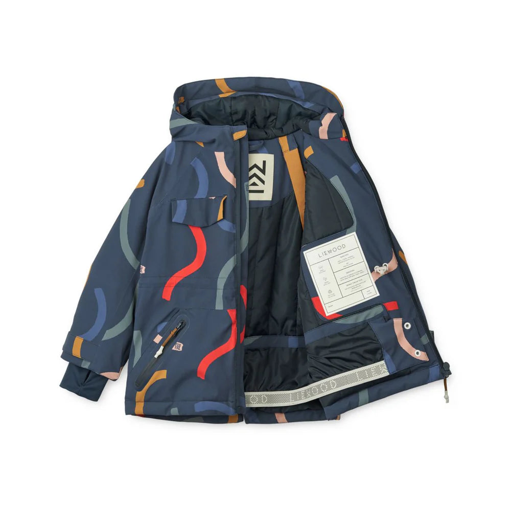 (LW17764) Kalle Snow Jacket - Graphic swirls / Classic navy