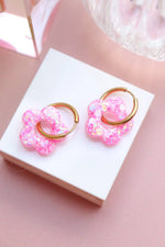 Isabelle L Chamallow earrings: Flowers + Gold Oval Hoops