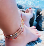 Miyuki anklet with daisy flower - nude