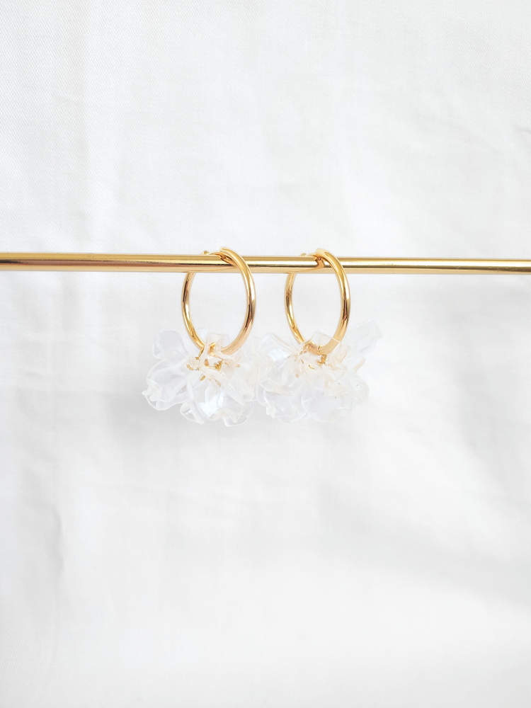 PEONY hoop earrings - Transparent: 30 mm hoop earrings + petals