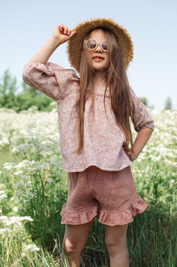 Blouse with pink flower pattern - Romantic