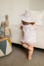 Purple muslin romper - Daisies