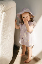 Purple muslin romper - Daisies