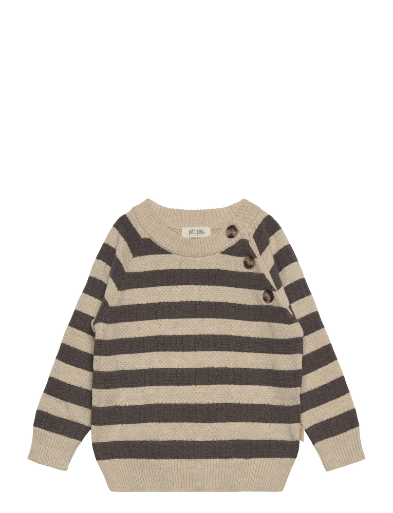 O-Neck Knit Light Sweater - Dark oak