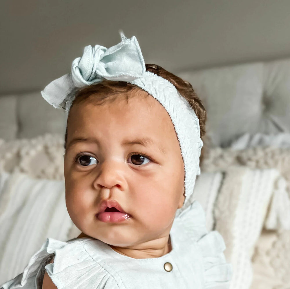 Organic muslin smocked headband - Green Tea